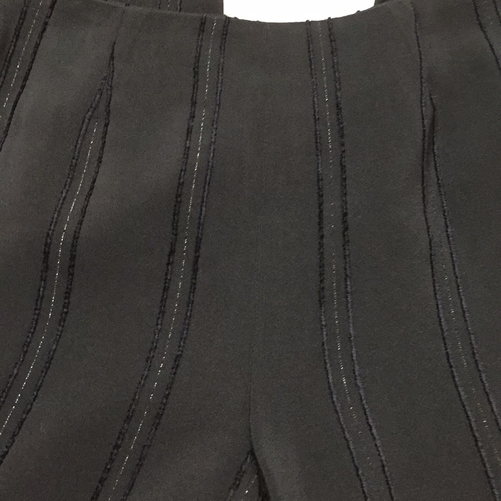 Black Metallic Pin Stripe Tuxedo Flare Dress Pant